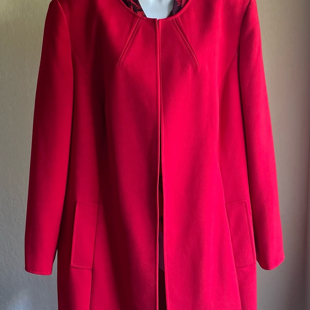 Tahari Topper Coat Women’s Red 16W - Picture 14 of 16